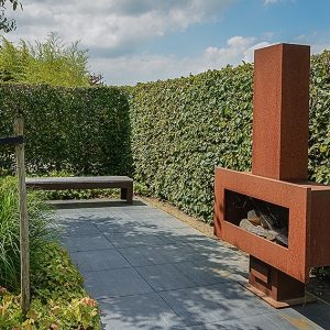 432537352-fagus-beech-privacy-hedge-patio-outdoor-living-fireplace-suburban-modern